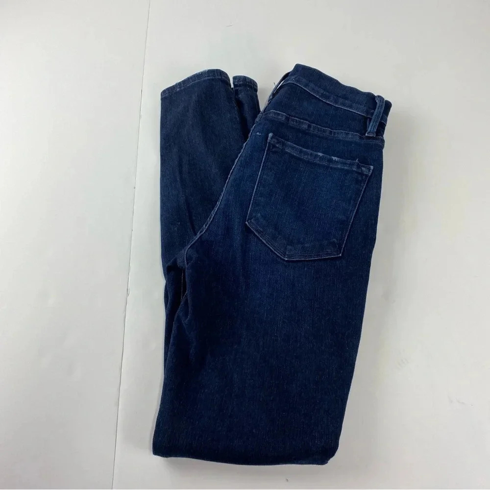 Frame Womens 26 All High Rise Skinny Jeans Dark Wash Detailed Hem